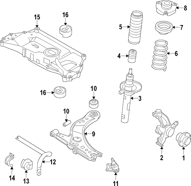 Suspension Strut - Volkswagen (5QM-413-031-AK) Suspension Strut - Volkswagen (5QM-413-031-AK)