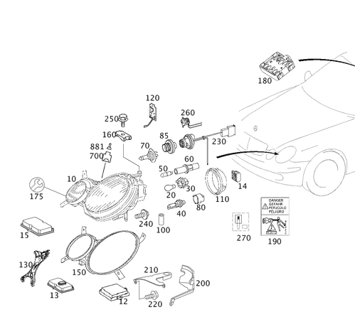 Composite Headlamp - Left - Mercedes-Benz (211-820-33-61)