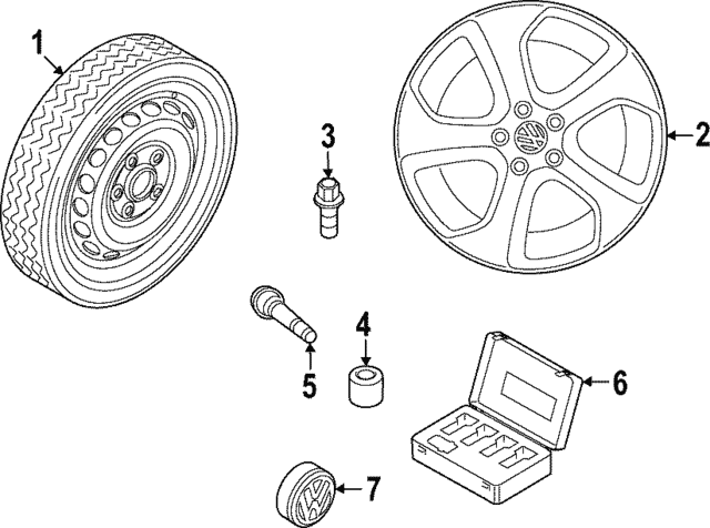 Wheel, Alloy - Volkswagen (5H0-601-025-AD-AX1) Wheel, Alloy - Volkswagen (5H0-601-025-AD-AX1)