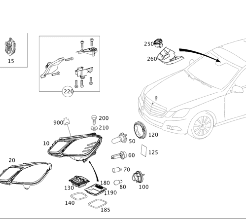 Headlamp Assembly - Left - Mercedes-Benz (212-820-15-39-64)