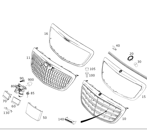 Frame, Radiator Grille - Mercedes-Benz (222-888-00-51)
